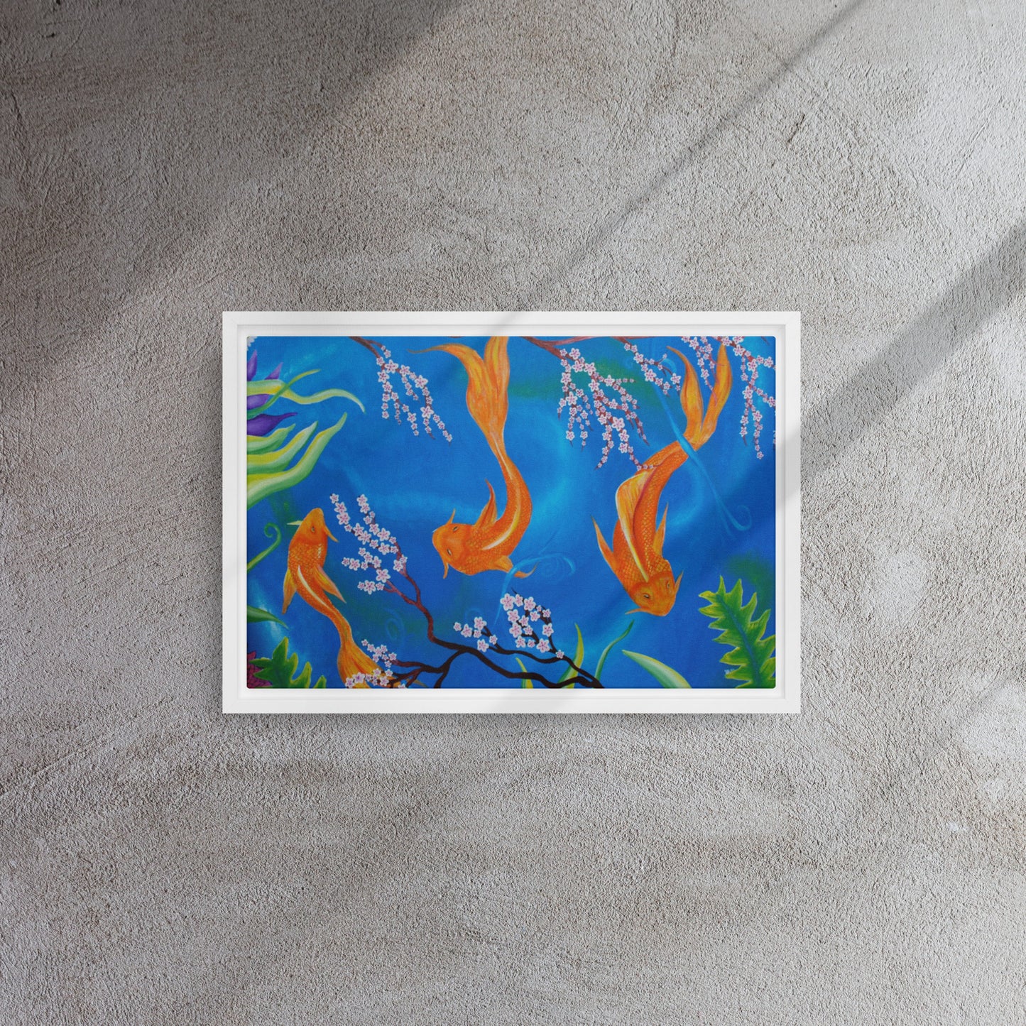 Koi Framed Canvas Print - marjorieblume