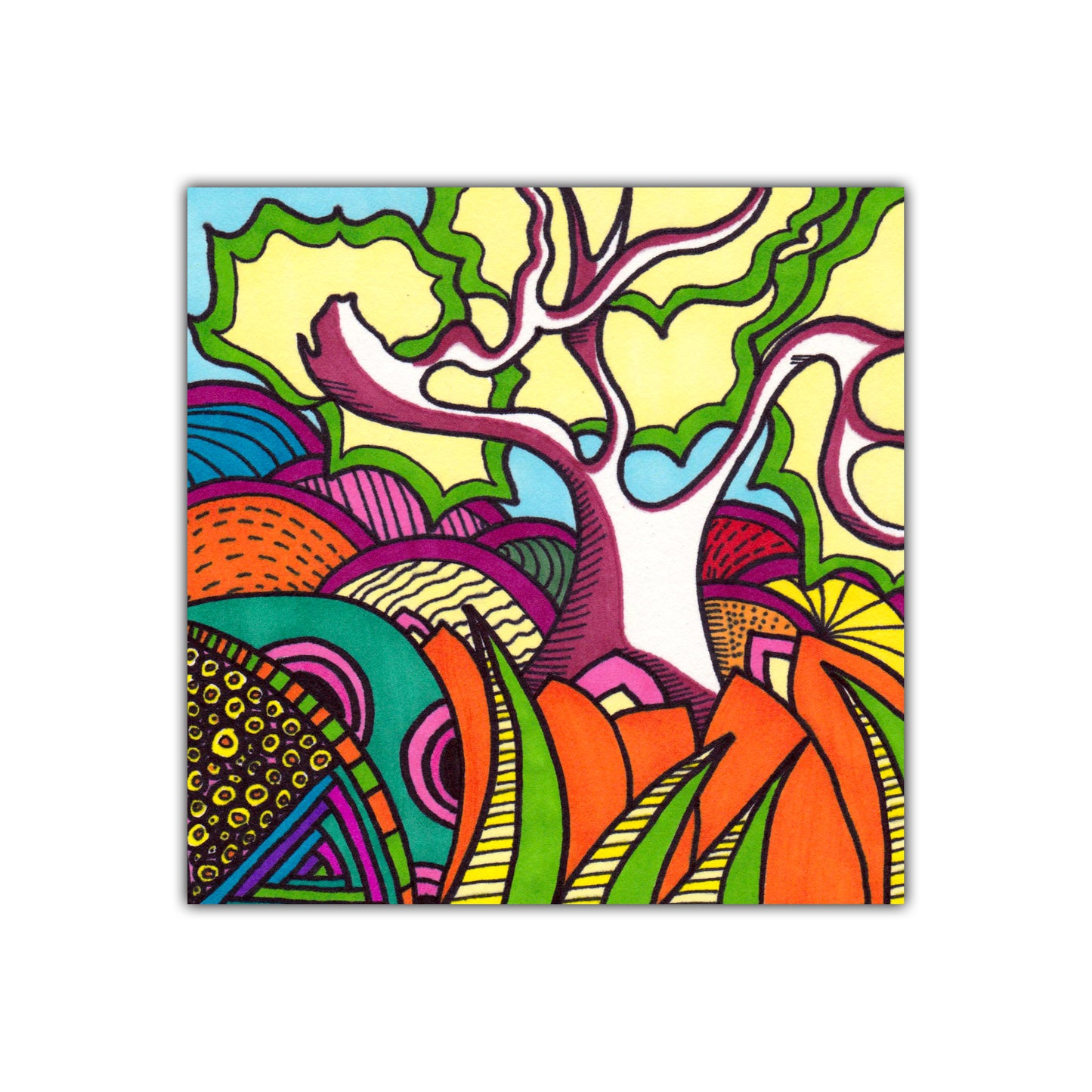 Crazy Tree-Blank Greeting Card - marjorieblume