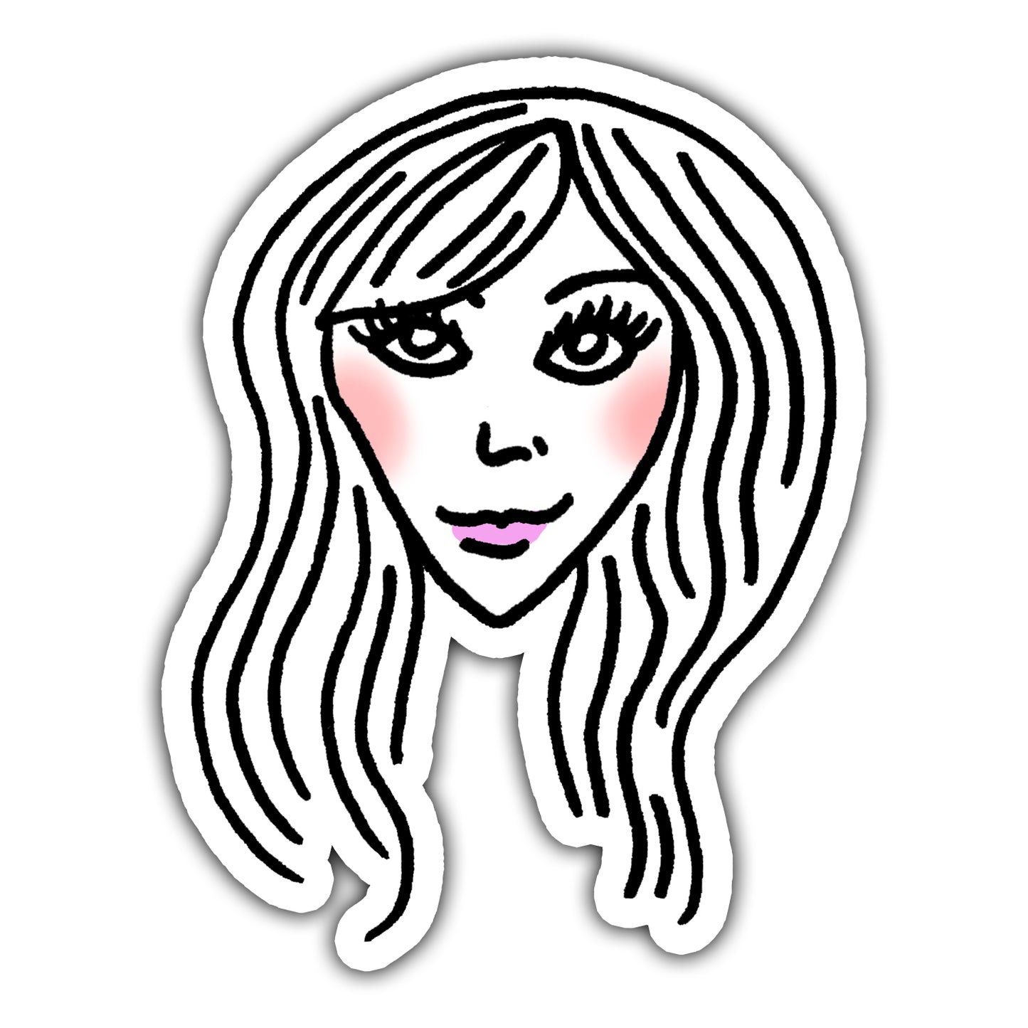 Girl With Long Hair Die Cut Sticker - marjorieblume