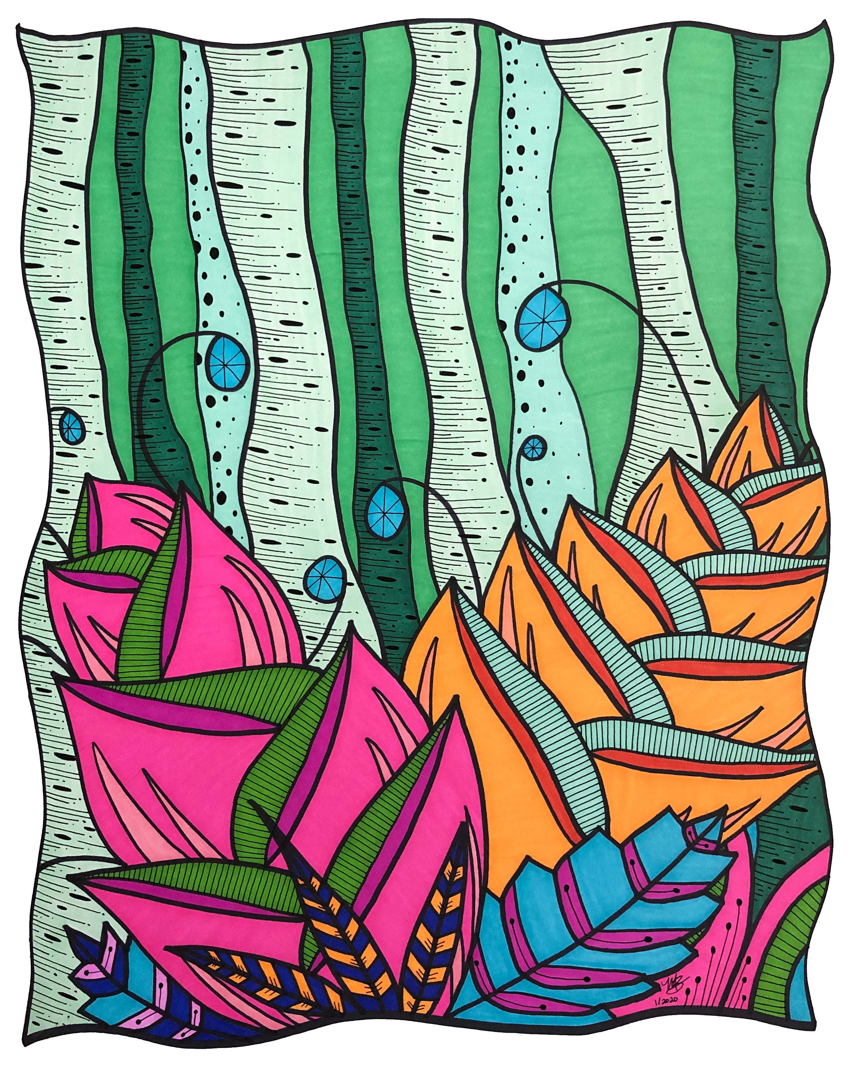 Forest Flowers-Original Illustration - marjorieblume