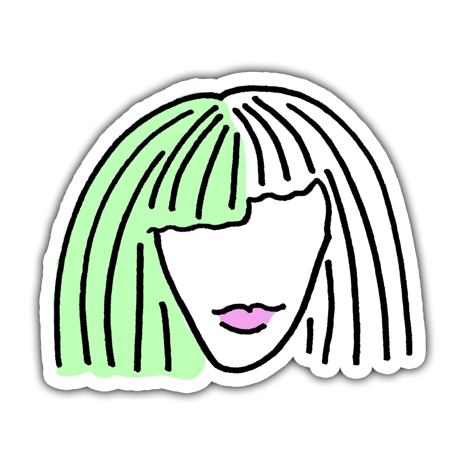 Girl With Green Hair Die Cut Sticker - marjorieblume