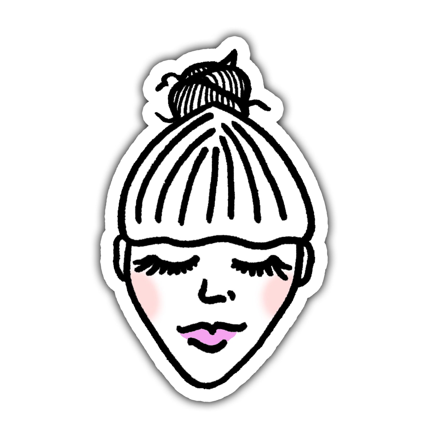 Girl With a Bun Sticker - marjorieblume